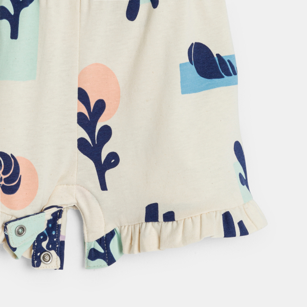 أفرول قصير أبيض بحمالات للطفلة الرضيعة